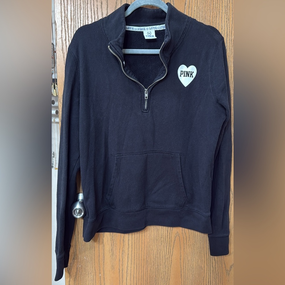 PINK Victoria's Secret Black Half-Zip Cowl Sweater